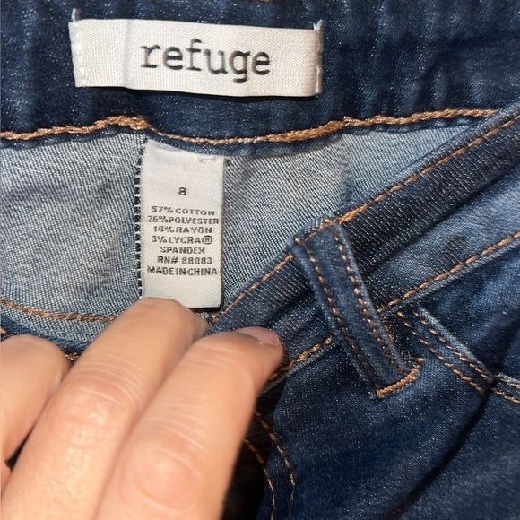 Refuge Dark Blue Distressed Skinny Jeans - Picture 3 of 5